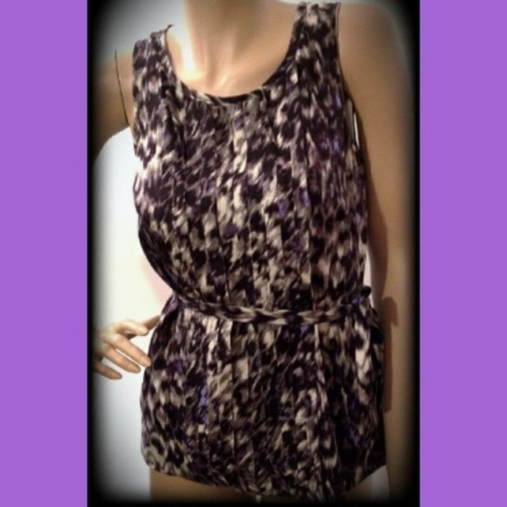 J. Crew 100% Silk Pleated Belted Sleeveless Top size 8